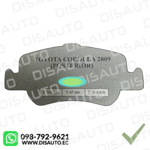 Pastillas de frenos (POSTERIORES) Toyota Corolla 2009+