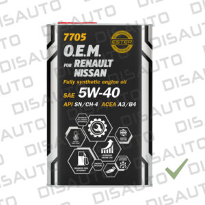 Mannol Full Sintético Renault, Nissan O.E.M. 5W40 1 Litro Metalico