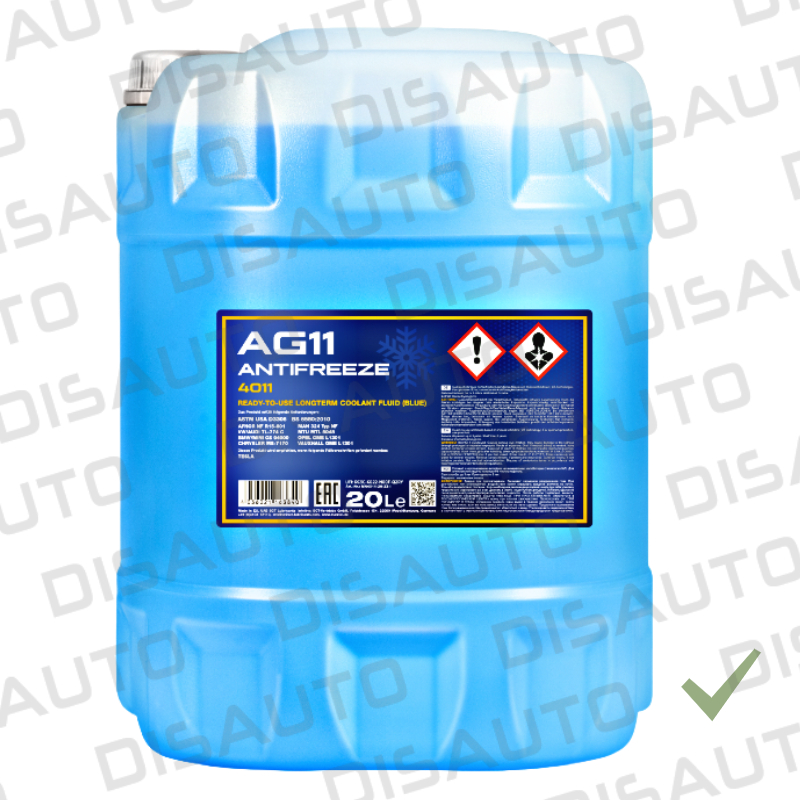 Mannol Refrigerante Azul, Vida Útil 3 Años AG11 (-40°C) Longterm 1 Balde/Caneca 20 Litros (5 Galones)