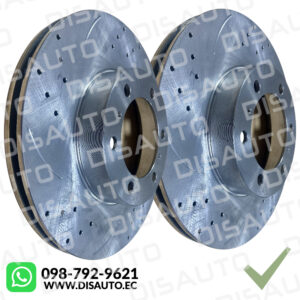 Kit Discos de Frenos Deportivos Hipper Ventilados (Delanteros) Toyota New Fortuner 2017 2018 2019 2020 2021 2022 2023 2024 (6 Huecos) (338mm)