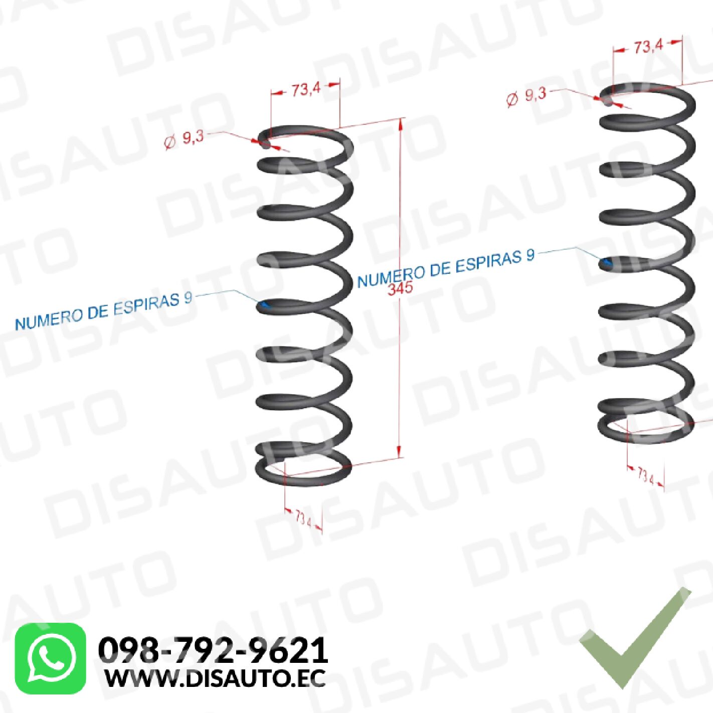 Espirales o Resortes Helicoidales (Posteriores)Toyota Tercel 1990-1998