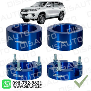 KIT DE ELEVACION ALZAS DE SUSPENSION TOYOTA FORTUNER 2015+ ALUMINIO AZUL 4 PIEZAS